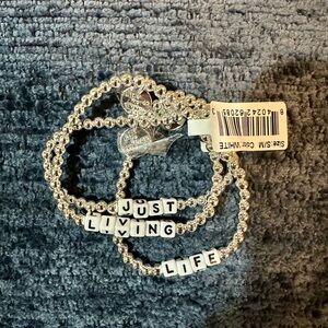 Little Words Project Set of 3 Silver Tone Bracelets